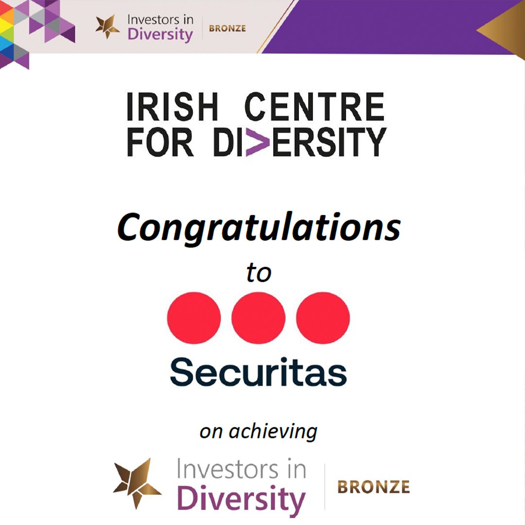 Image of the Investors in Diversity Bronze Accreditation certificate awarded to Securitas Ireland, recognizing their commitment to fostering inclusivity and diversity in the workplace.